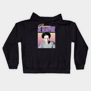 Simone De Beauvoir / Retro Styled Fan Art Design Kids Hoodie